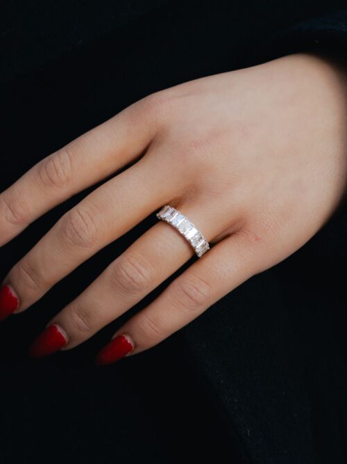 Trotters 9ct White Gold 2.68ct Lab Grown Radiant Cut Diamond Half Eternity Ring