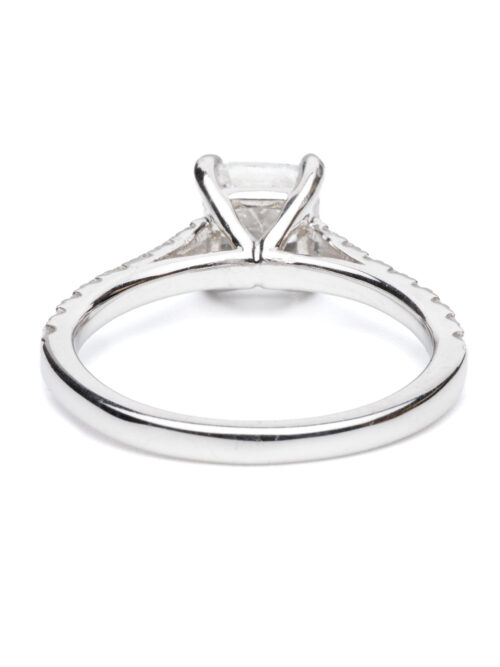 Trotters 18ct White Gold Gia Natural Cushion Cut 1.61ct Diamond Ring With Diamond Set Shoulders