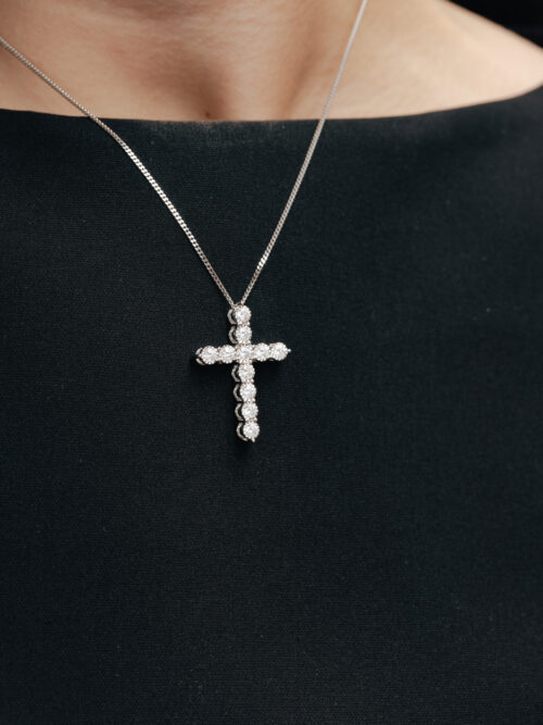 Trotters 9ct White Gold Cross 2ct Natural Diamonds