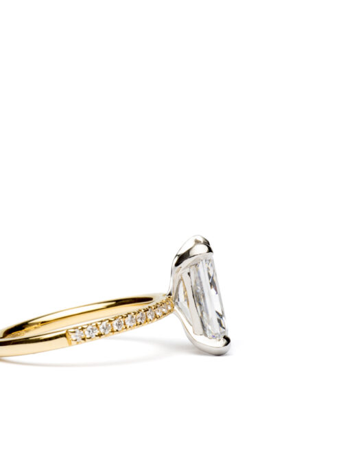 Trotters 18ct Yellow Gold / Platinum Lab Grown Radiant Cut 3ct Diamond Set Shoulders