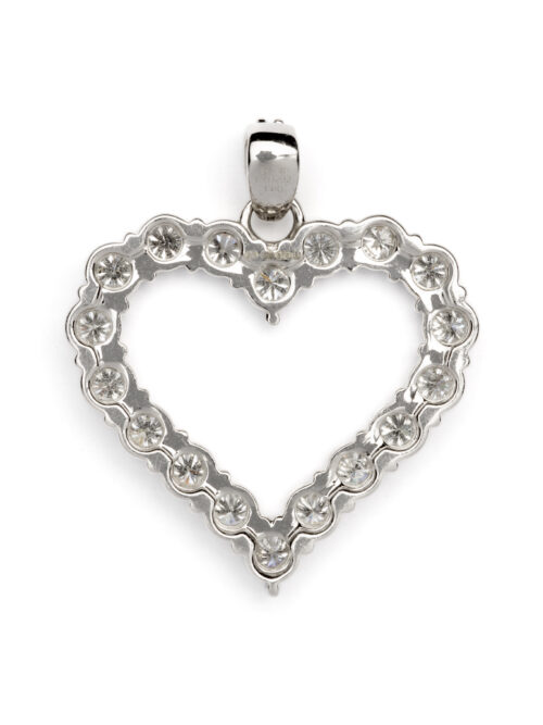 Trotters 9ct White Gold Natural Diamond Heart Pendant 1.00ct