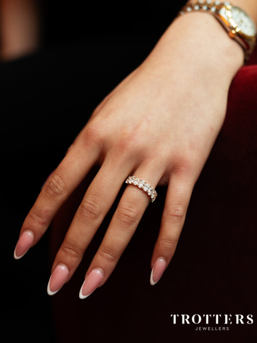 Trotters 9ct Yellow Gold 2.8ct Lab Grown Oval Diamond Half Eternity Ring