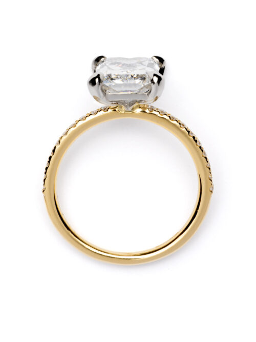 Trotters 18ct Yellow Gold / Platinum Lab Grown Radiant Cut 3ct Diamond Set Shoulders