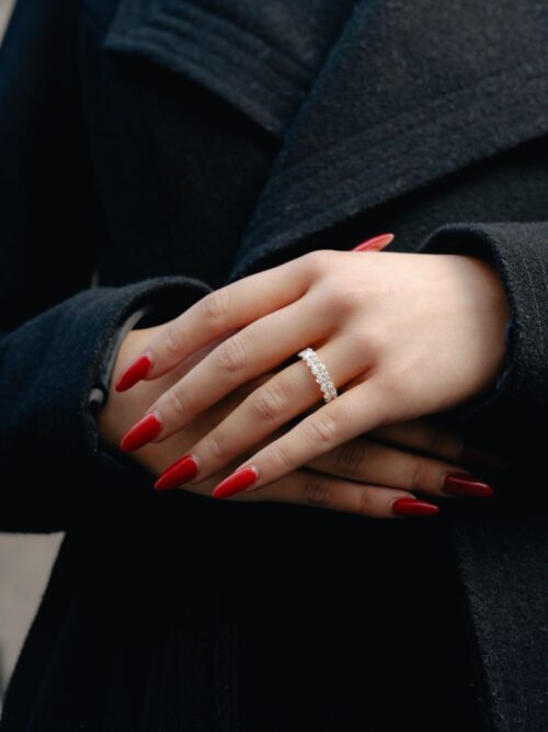 Trotters 9ct Yellow Gold 2.8ct Lab Grown Oval Diamond Half Eternity Ring