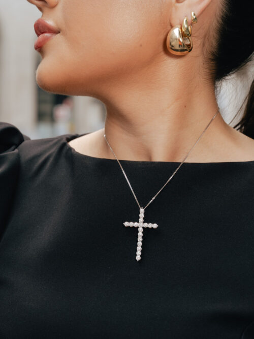 Trotters 9ct White Gold Cross 2ct Natural Diamonds