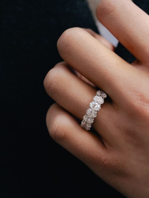 Trotters 9ct White Gold 3.01ct Lab Grown Oval Diamonds Half Eternity Ring