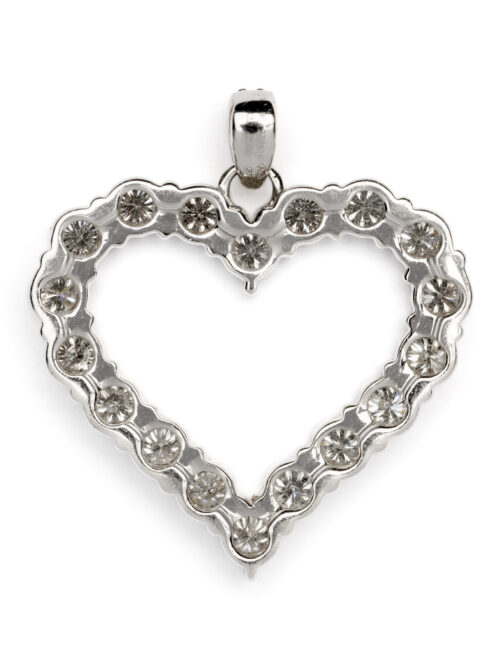 Trotters 9ct White Gold Natural Diamond Heart Shape Pendant 2.00ct