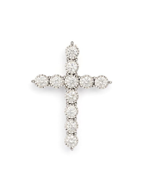 Trotters 9ct White Gold Cross 1ct Natural Diamonds