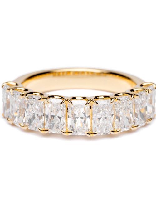 Trotters 9ct Yellow Gold 2.7ct Lab Grown Radiant Cut Diamond Half Eternity Ring