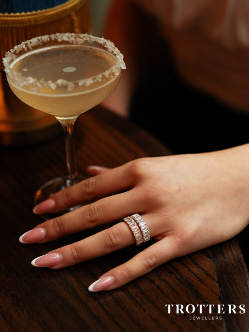 Trotters 9ct White Gold 2.8ct Lab Grown Emerald Cut Diamond Half Eternity Ring