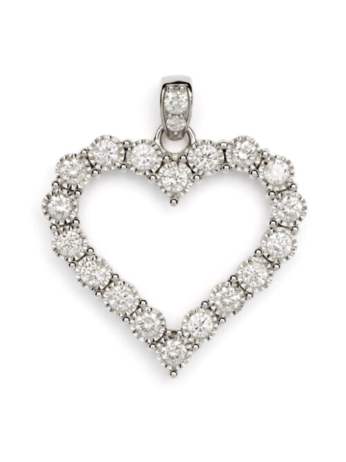 Trotters 9ct White Gold Natural Diamond Heart Pendant 1.00ct