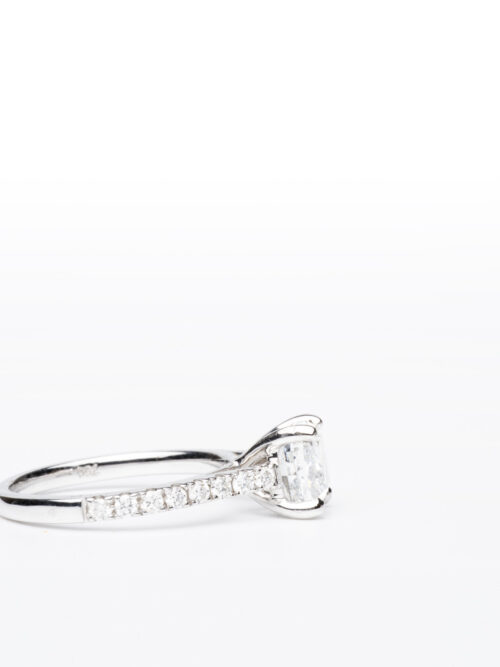 Trotters 18ct White Gold Gia Natural Cushion Cut 1.61ct Diamond Ring With Diamond Set Shoulders