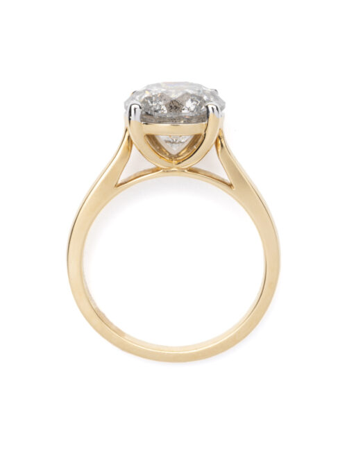 Trotters 18ct Yellow Gold Single Stone Brillant Round Natural Diamond Ring 3.51ct