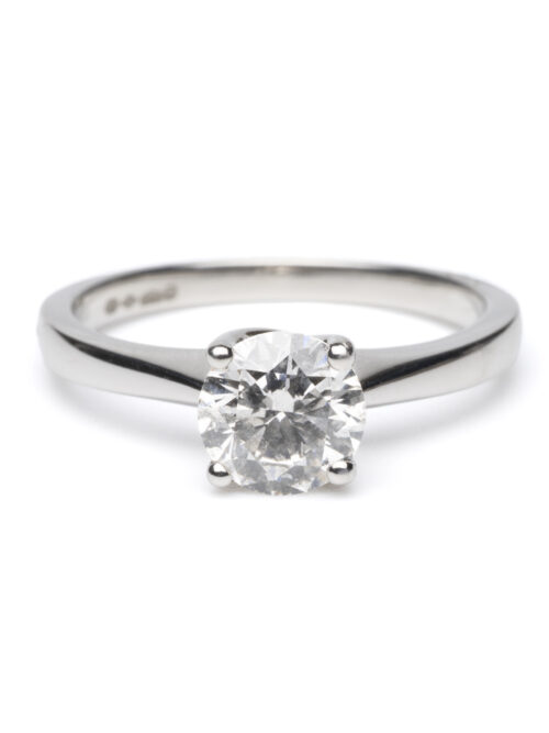 Trotters Platinum Single Stone Brilliant Round Natural Diamond Ring