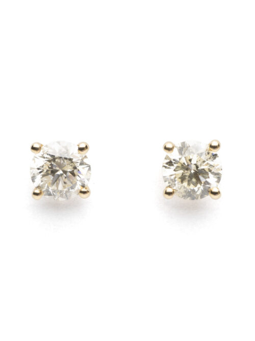 Trotters 18ct Yellow Gold Single Stone Natural Diamond Studs