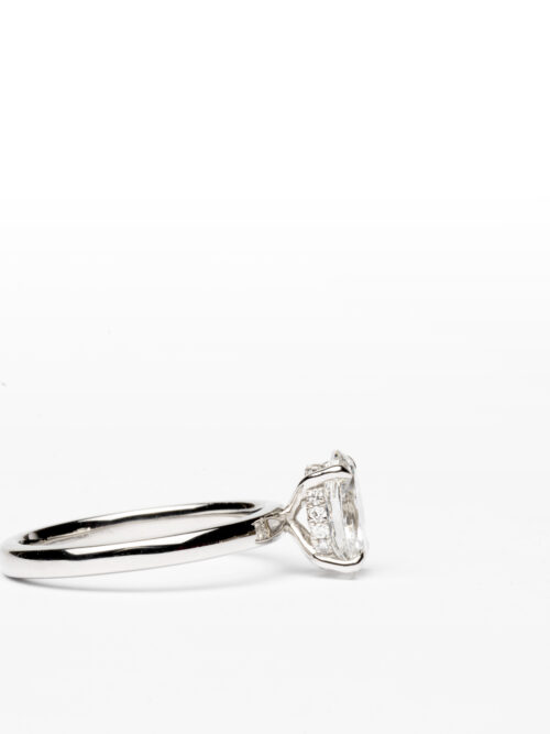Trotters Platinum Gold 1.28ct Lab Grown Oval Diamond Ring With Hidden Diamond Halo