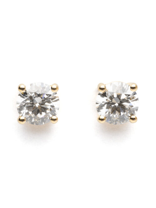 Trotters 2ct 18ct Yellow Gold Certified Single Stone Lab Grown Diamond Studs