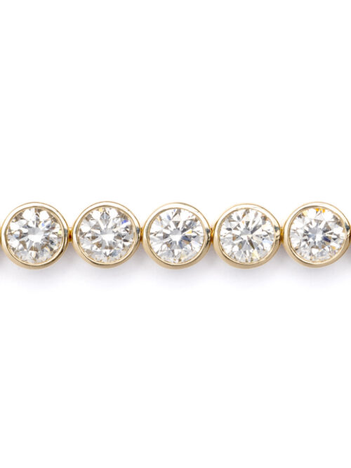 Trotters 9ct Yellow Gold 8ct Lab Grown Diamond Tennis Bracelet Bezel/rubover Set