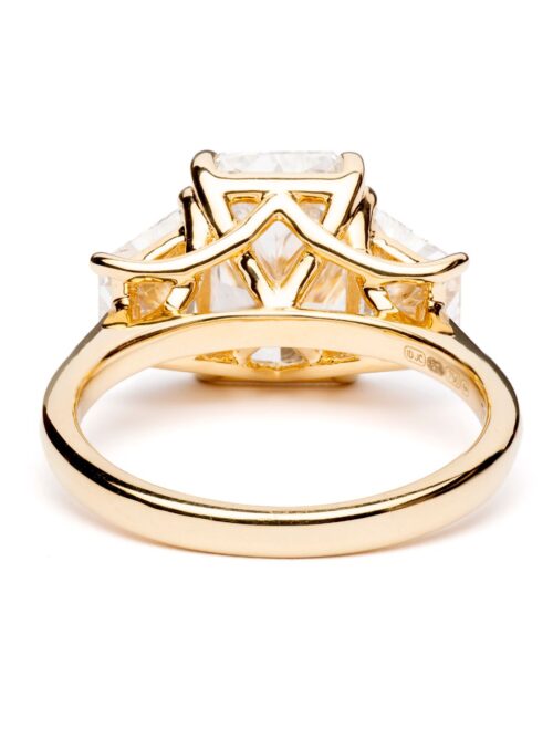 Trotters 18ct Yellow Gold 3ct Radiant Cut Lab Grown Diamond Ring With Trapezoid Shoulders