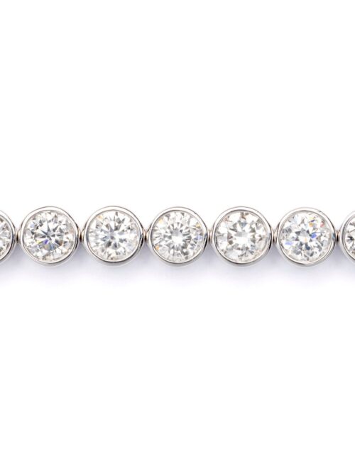 Trotters 9ct White Gold 6ct Lab Grown Diamond Tennis Bracelet Bezel/rubover Set