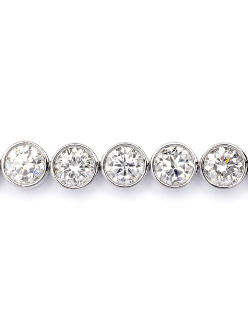 Trotters 9ct White Gold 8ct Lab Grown Diamond Tennis Bracelet Bezel/rubover Set