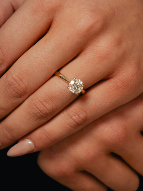 Trotters 18ct Yellow Gold 2.02ct Lab Grown Brilliant Round Diamond Ring