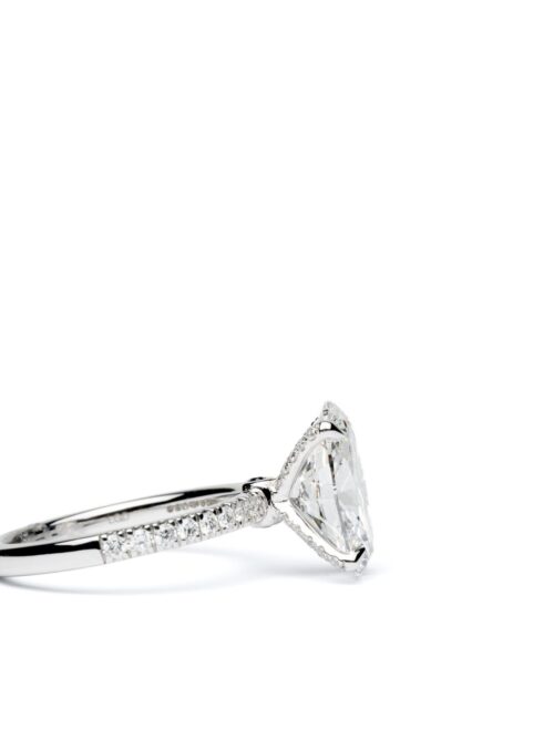 Trotters Platinum 3ct Lab Grown Oval Diamond Ring With Diamond Set Shoulders And Diamond Claws