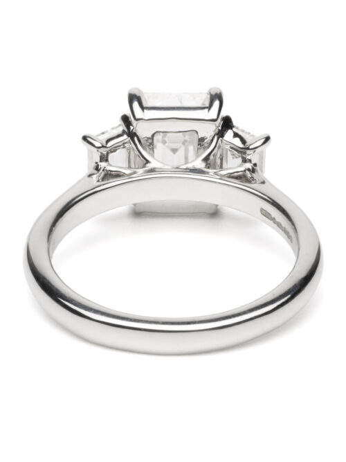 Trotters Platinum Three Stone Lab Grown Diamond Ring Three Emerald Triolgy