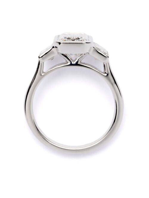 Trotters Platinum 2.5ct Emerald Cut Lab Grown Diamond Ring With Baguette Shoulders