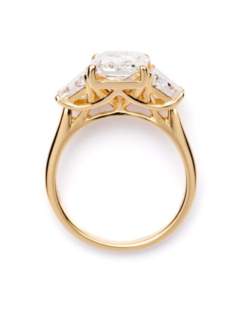 Trotters 18ct Yellow Gold 3ct Radiant Cut Lab Grown Diamond Ring With Trapezoid Shoulders