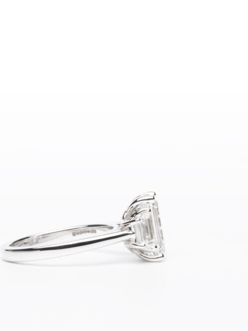 Trotters Platinum 3.03ct Emerald Cut Lab Grown Diamond Ring With Emerald Cut  Shoulders