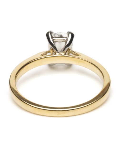 Trotters 18ct Yellow Gold / Platinum Single Stone Lab Grown Elongated Cushion  Diamond Ring