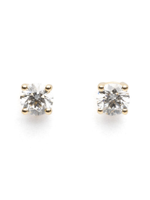 Trotters 18ct Yellow Gold 1ct Certified Single Stone Lab Grown Diamond Studs