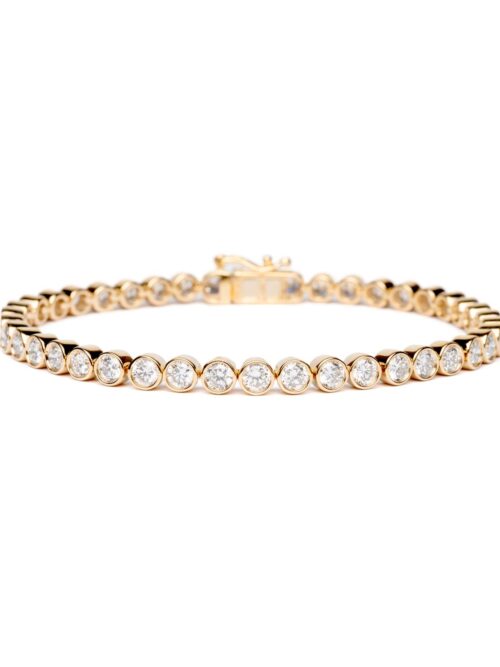 Trotters 9ct Yellow Gold 6ct Lab Grown Diamond Tennis Bracelet Bezel/rubover Set