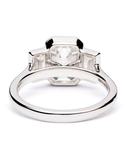 Trotters Platinum 2.5ct Emerald Cut Lab Grown Diamond Ring With Baguette Shoulders