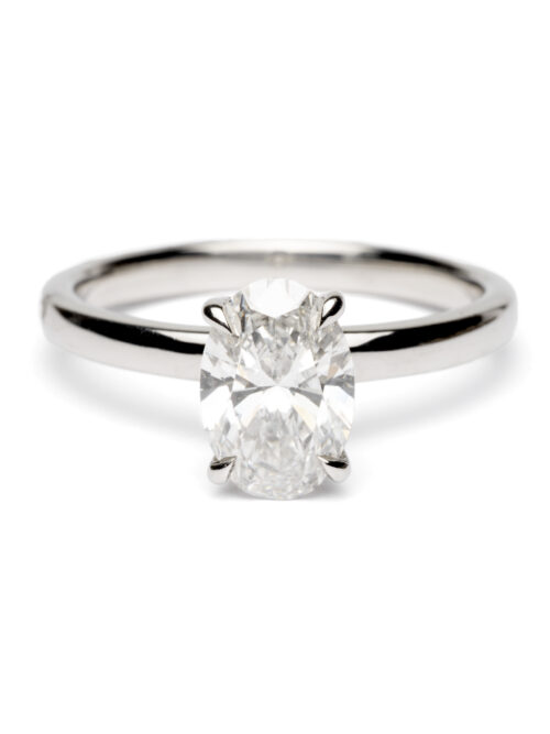 Trotters Platinum Gold 1.28ct Lab Grown Oval Diamond Ring With Hidden Diamond Halo