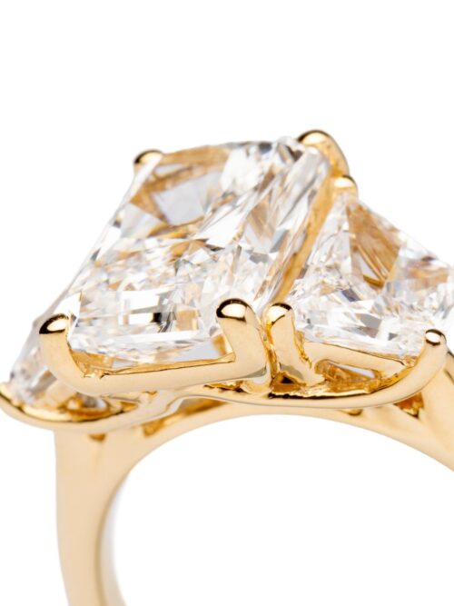 Trotters 18ct Yellow Gold 3ct Radiant Cut Lab Grown Diamond Ring With Trapezoid Shoulders