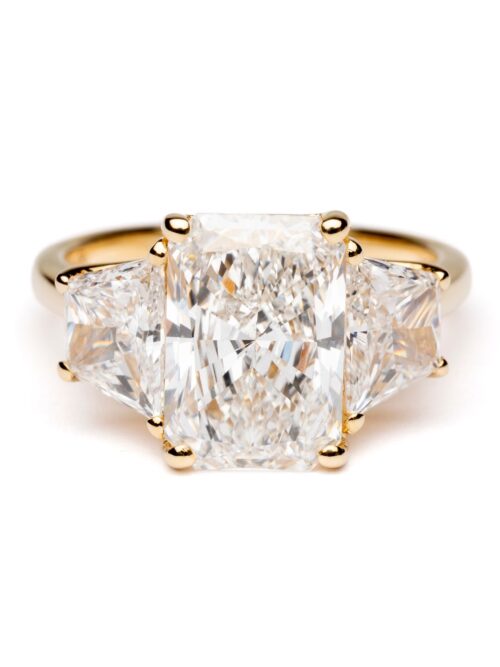 Trotters 18ct Yellow Gold 3ct Radiant Cut Lab Grown Diamond Ring With Trapezoid Shoulders