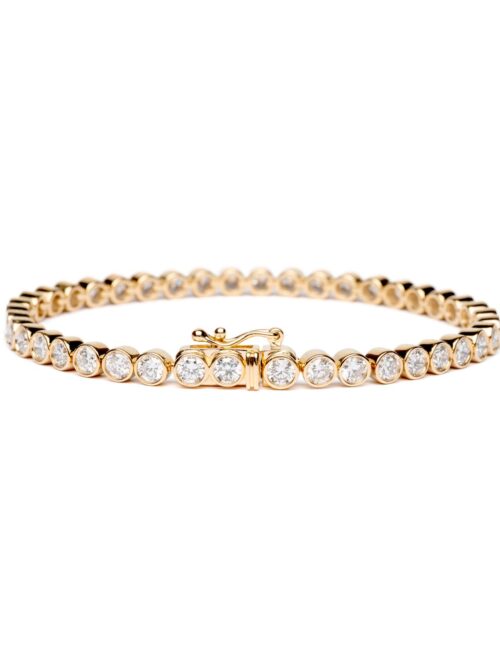 Trotters 9ct Yellow Gold 6ct Lab Grown Diamond Tennis Bracelet Bezel/rubover Set