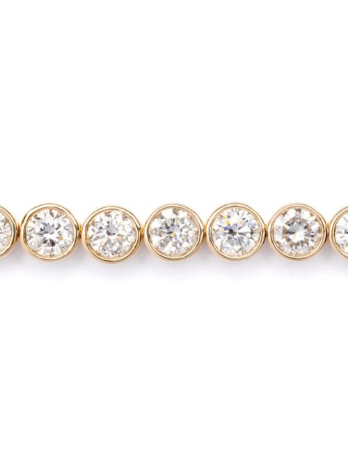 Trotters 9ct Yellow Gold 6ct Lab Grown Diamond Tennis Bracelet Bezel/rubover Set