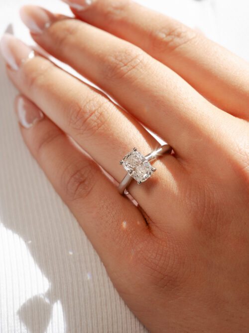 Trotters Platinum 2.00ct Lab Grown Elongated Cushion  Diamond Ring