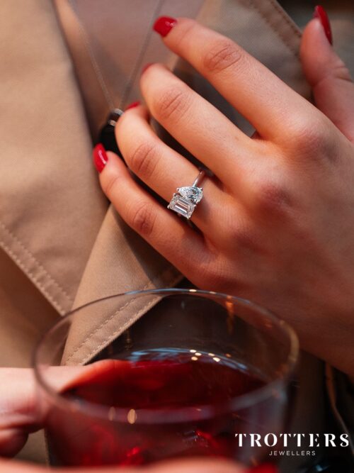 Trotters Platinum Dual Lab Grown Diamond Ring Toi Et Moi