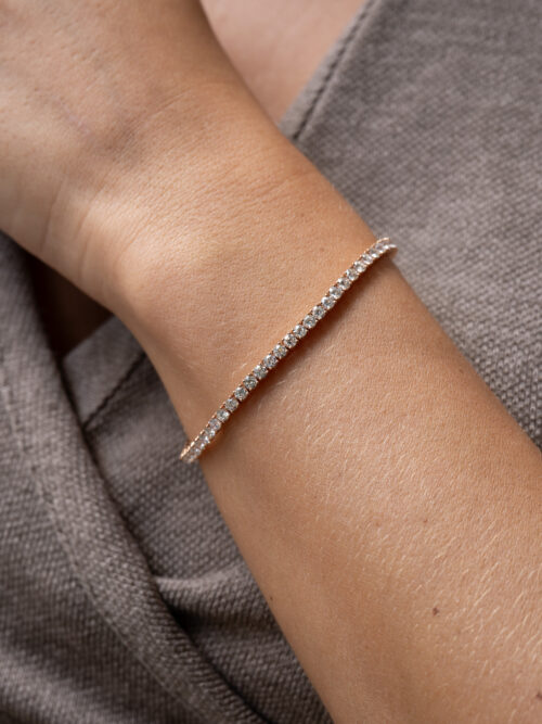 Trotters 18ct Rose Gold 5ct Natural Diamond Tennis Bracelet