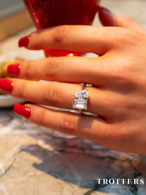 Trotters Platinum Dual Lab Grown Diamond Ring Toi Et Moi