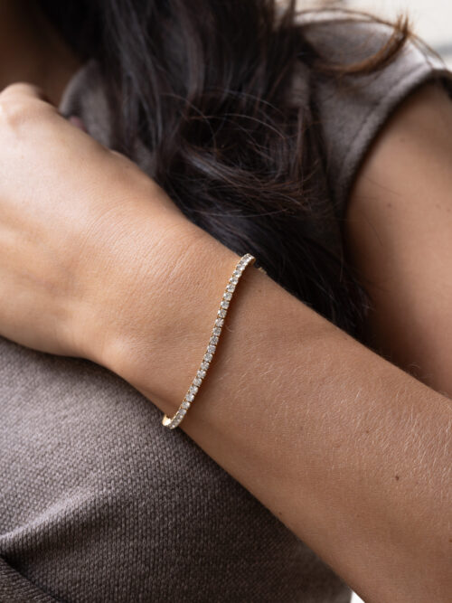 Trotters 18ct Yellow Gold 5ct Natural Diamond Tennis Bracelet
