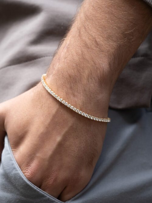 Trotters 18ct Yellow Gold 5ct Natural Diamond Tennis Bracelet