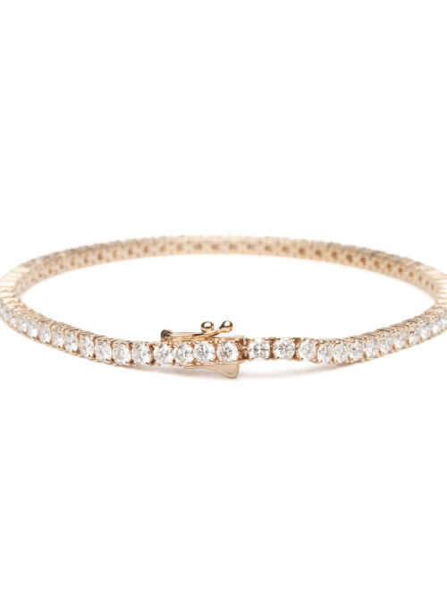Trotters 18ct Rose Gold 5ct Natural Diamond Tennis Bracelet