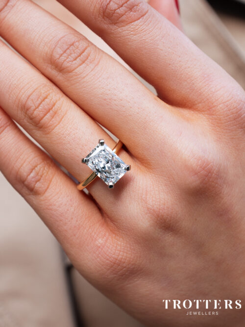 Trotters 18ct Yellow Gold & Platinum 4ct Radiant Cut Lab Grown Diamond Ring