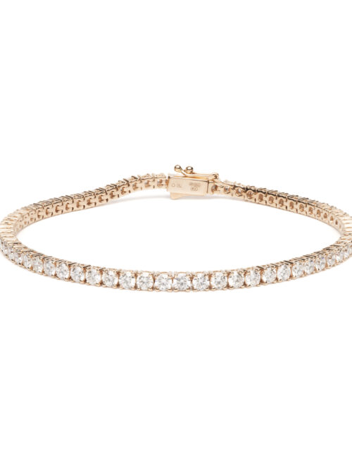 Trotters 18ct Rose Gold 5ct Natural Diamond Tennis Bracelet