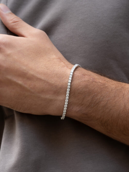 Trotters 14ct White Gold 6ct Lab Grown Diamond Tennis Bracelet